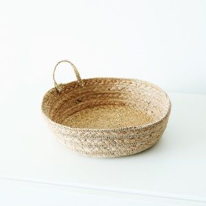 Anthropologie Metallic Woven Tray Basket